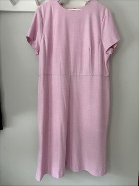 Ann Taylor Classic Short-Sleeve Pink Shift Sheath Dress Size 18